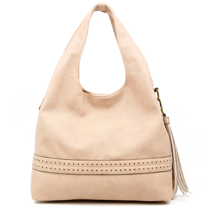 women's dumpling bag with zipper -The Amia Hobo - Beige