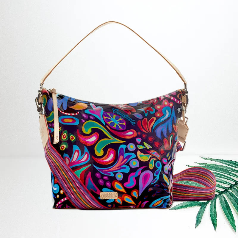 women's dumpling bag with chic finish -Consuela | Sophie Black Swirly Hobo Bag