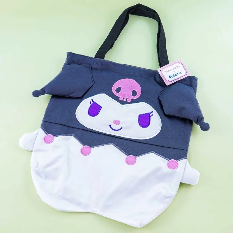 women's tote bag for versatile use -Kuromi x Potetan Die-cut Tote Bag