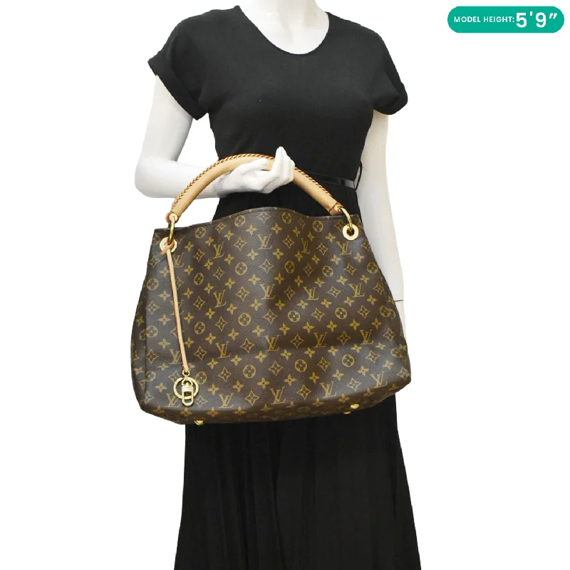 women's dumpling bag with extra storage -LOUIS VUITTON  Artsy MM Monogram Canvas Hobo Bag Brown