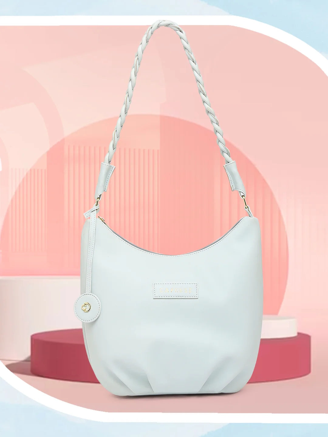 women's dumpling bag with elegant shape -Caprese Margate Small Hobo Solid Faux Leather For Women Light Blue