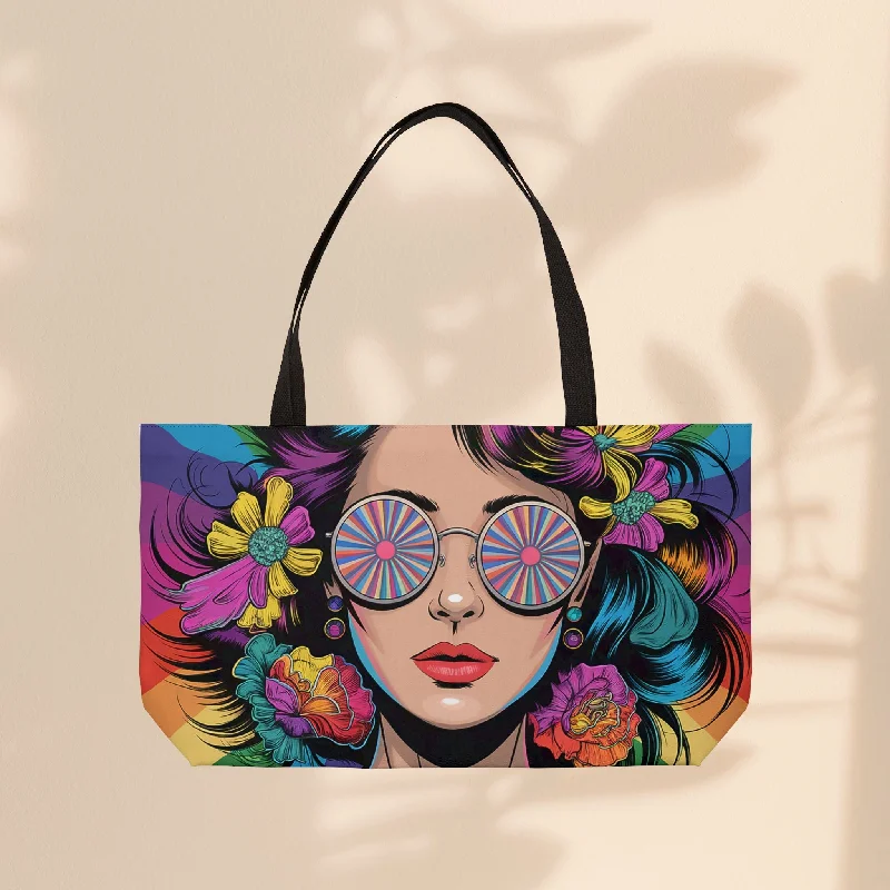 women's tote bag with artistic patterns -Weekender Tote Bag - Hippie Girl