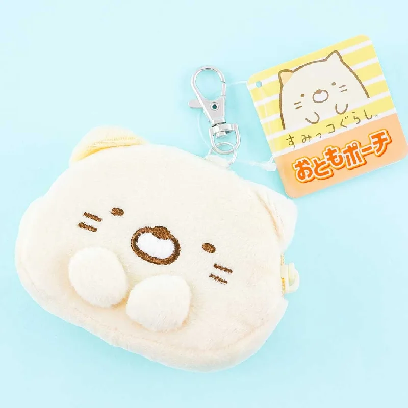 women's wallet with leather and fabric -Sumikko Gurashi Fluffy Purse - Neko