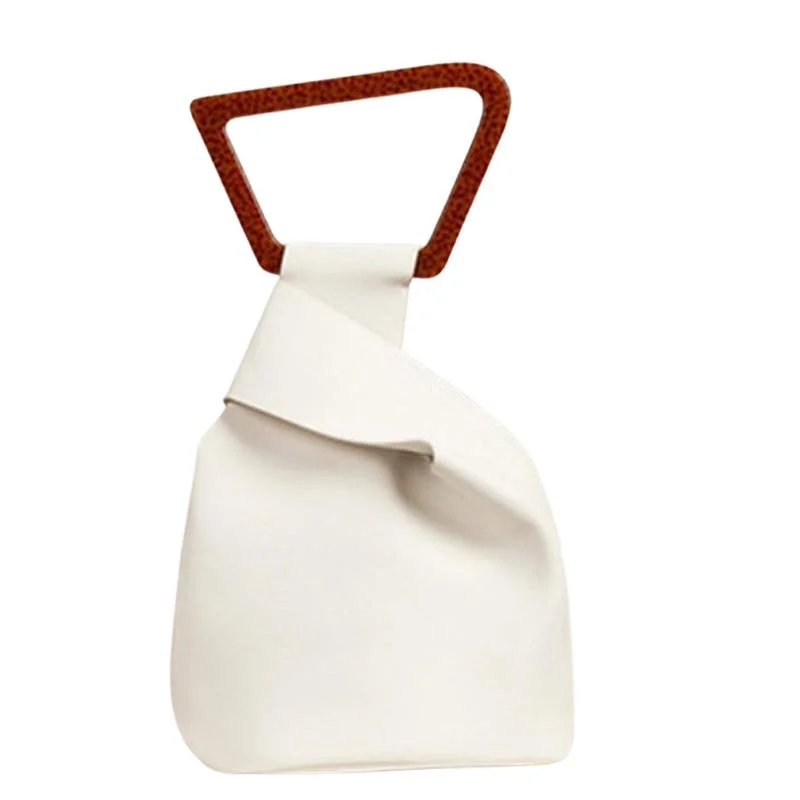 women's bucket bag with soft leather touch -Acrylic Handle bucket