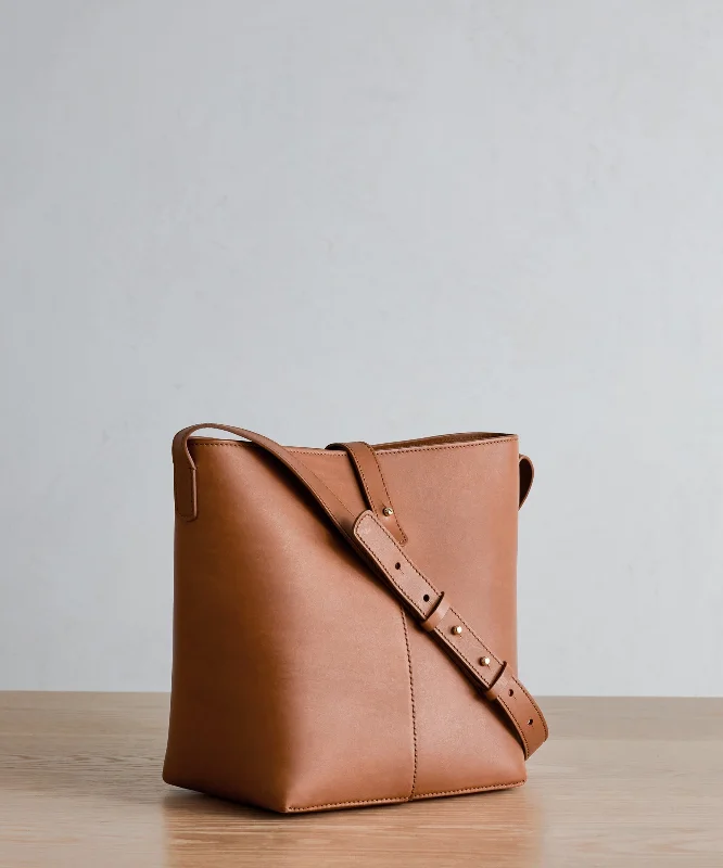 women's bucket bag with drawstring -Mini Leather Bucket Bag