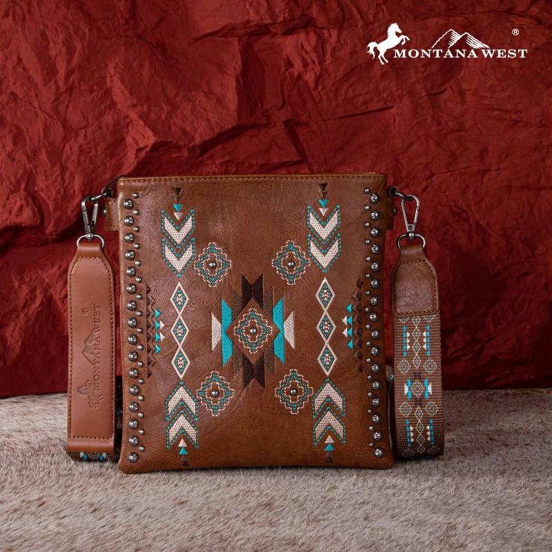 Ladies Crossbody Bag Bright Red -MW1245G-9360  Montana West Embroidered Collection Concealed Carry Crossbody