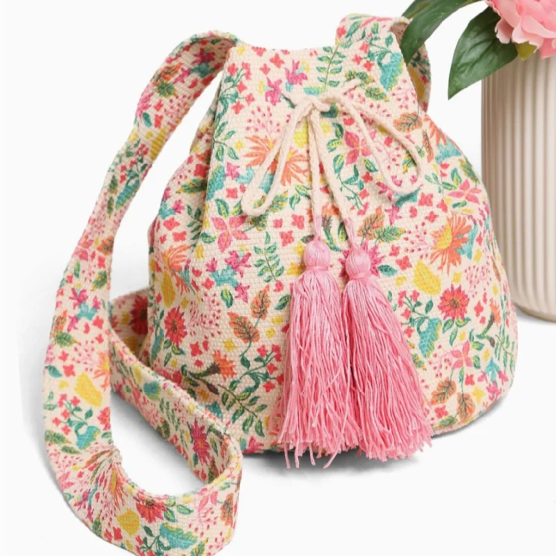 women's bucket bag for summer -Amelia Patterned Crossbody Bucket Bag