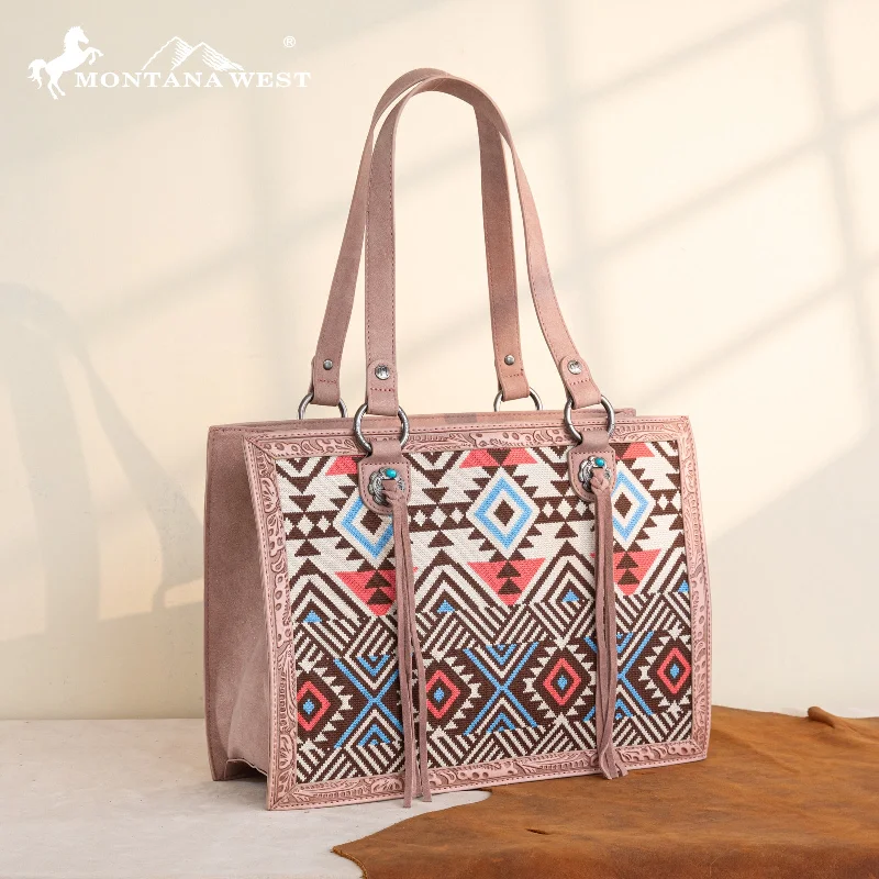 women's handbag with refined, polished design -MW1292G-8110   Montana West Aztec Tapestry Concealed Carry Tote