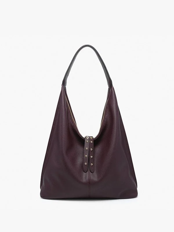 women's dumpling bag with subtle charm -Tori Slouchy Hobo - Dark Purple