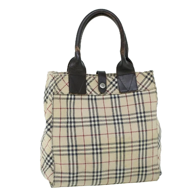 BURBERRY Nova Check Blue Label Hand Bag Canvas Leather Beige Brown Auth 53790