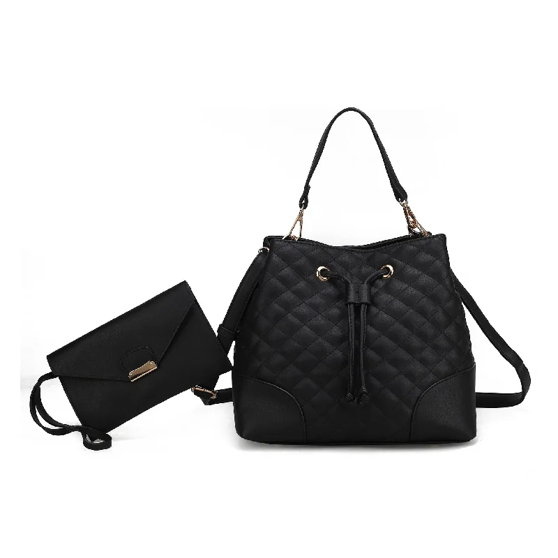 women's bucket bag with effortlessly chic appeal -Wendy 2 PCS Bucket Bag with Wristlet