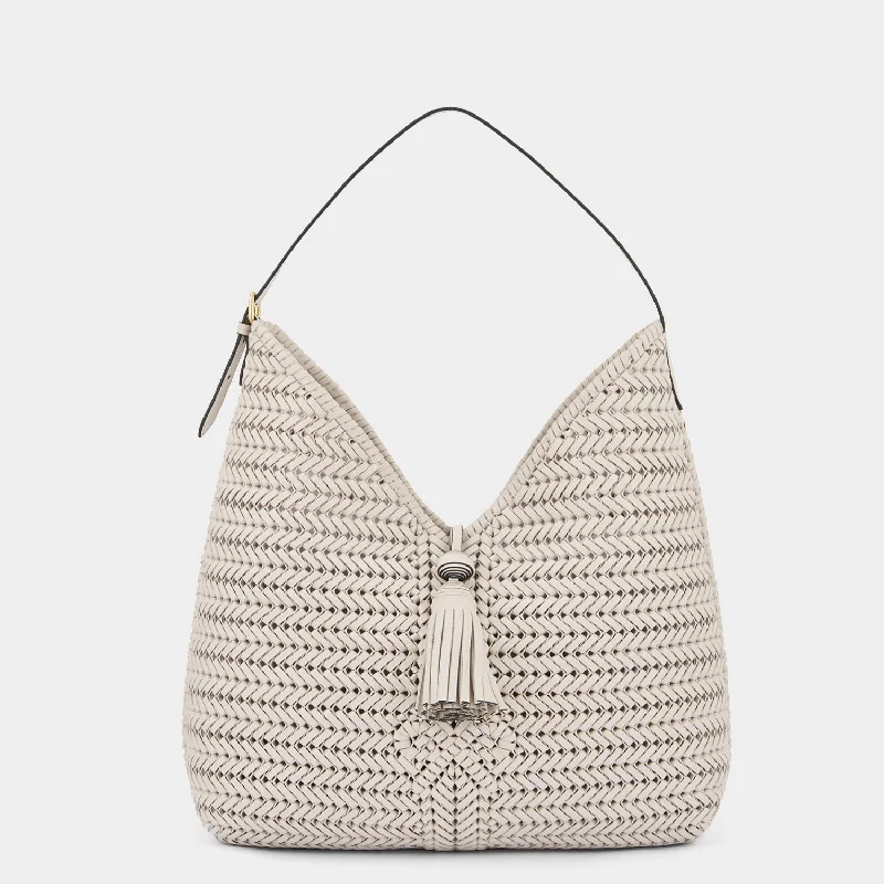 women's dumpling bag with soft-touch material -Neeson Tassel Hobo Bag