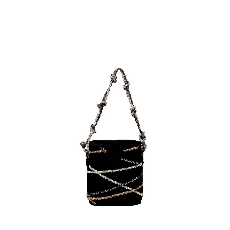 women's bucket bag with printed fabric -Knotty Bucket Petit