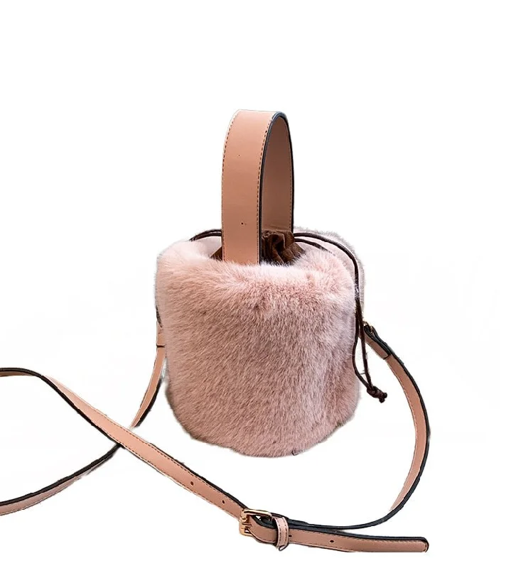 women's bucket bag with high-quality materials -Faux Fur mini Bucket bag