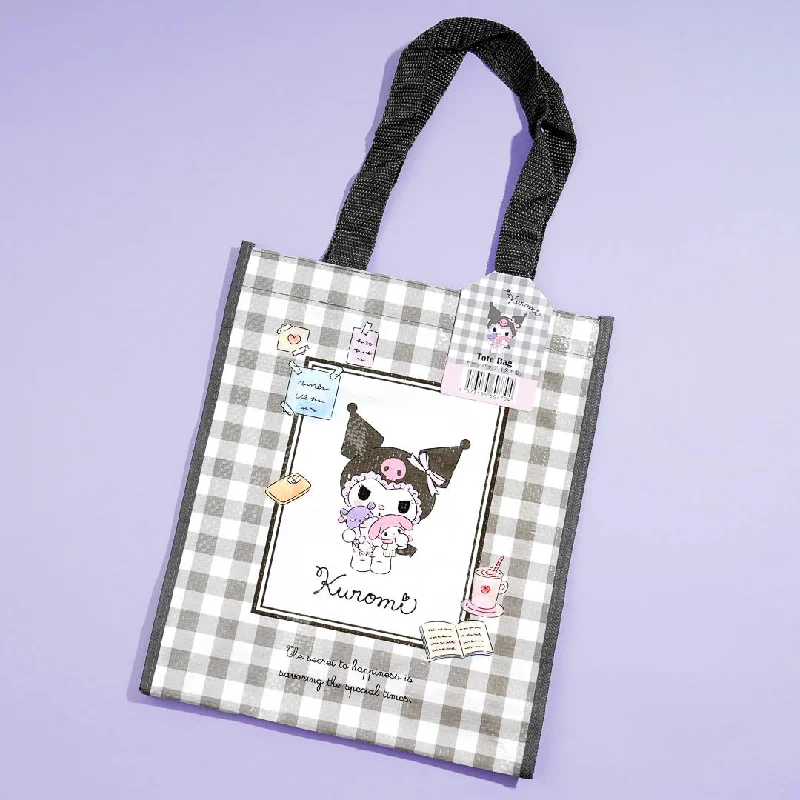 women's tote bag with soft-touch fabric -Kuromi Gingham Tote Bag