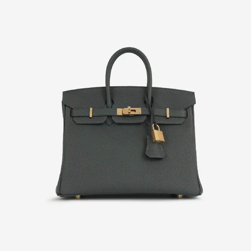 women's handbag with contrasting color interior -Hermès Hermès - Birkin 25 - Vert Fonce Togo GHW - 2024 - Brand New