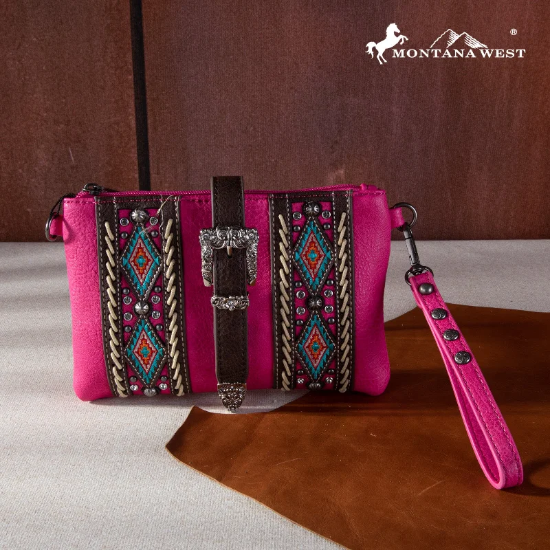 Ladies Crossbody Bag Designer Inspired -MW1254-181 Montana West Buckle Aztec  Collection Clutch/Crossbody