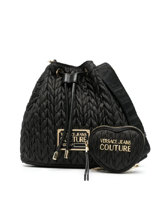 women's bucket bag with detailed metal accents -Versace Jeans Couture chevron-quilting bucket bag