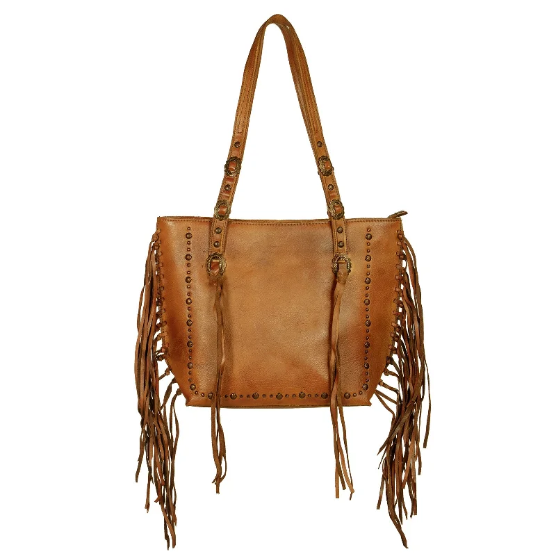 Ladies Crossbody Bag Eco Leather -MWRG-038 Montana West Hand Painted Real Leather Collection Concealed Carry Tote-Light Brown