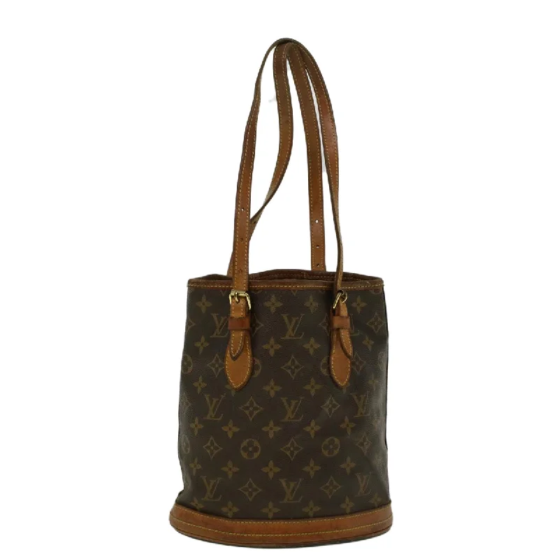 women's bucket bag with leather straps -LOUIS VUITTON Monogram Bucket PM Shoulder Bag M42238 LV Auth ar10472