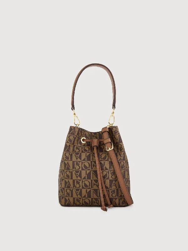 women's bucket bag with modern design -Adriana Monogram Small Bucket Bag