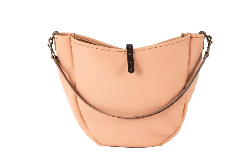 women's dumpling bag with vibrant hues -CELESTE LEATHER HOBO BAG - LARGE - PEACH FUZZ - IN STOCK