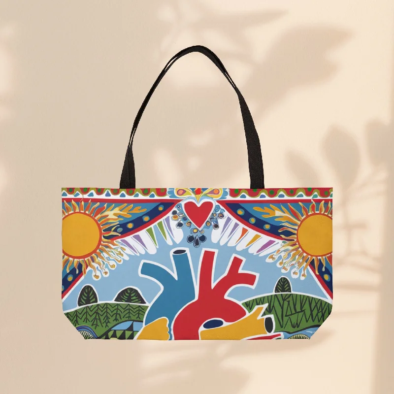 women's tote bag for urban street style -Weekender Tote Bag - Two Hearts