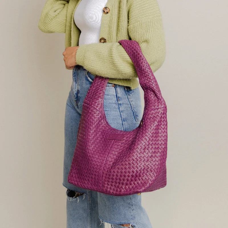 women's dumpling bag for street style -HOBO BAG - MOROCCO COLLECTION - WOVEN - GRAPE