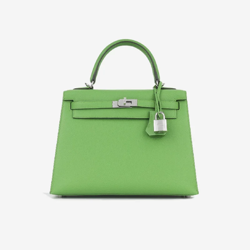 women's handbag with soft, fine leather -Hermès Hermès - Kelly 25 - Vert Yucca Epsom PHW - 2023 - Brand New