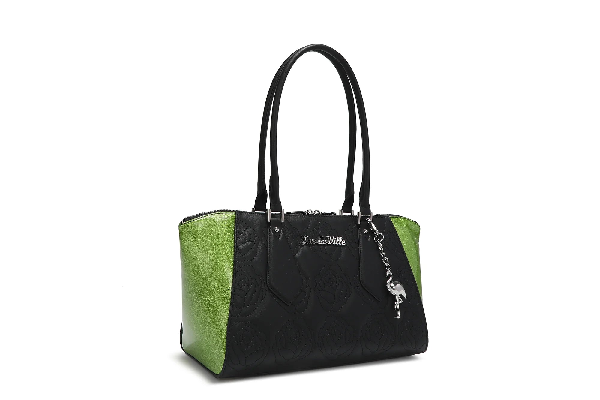 women's tote bag with soft-touch handle -Green Sparkle Safari Tote