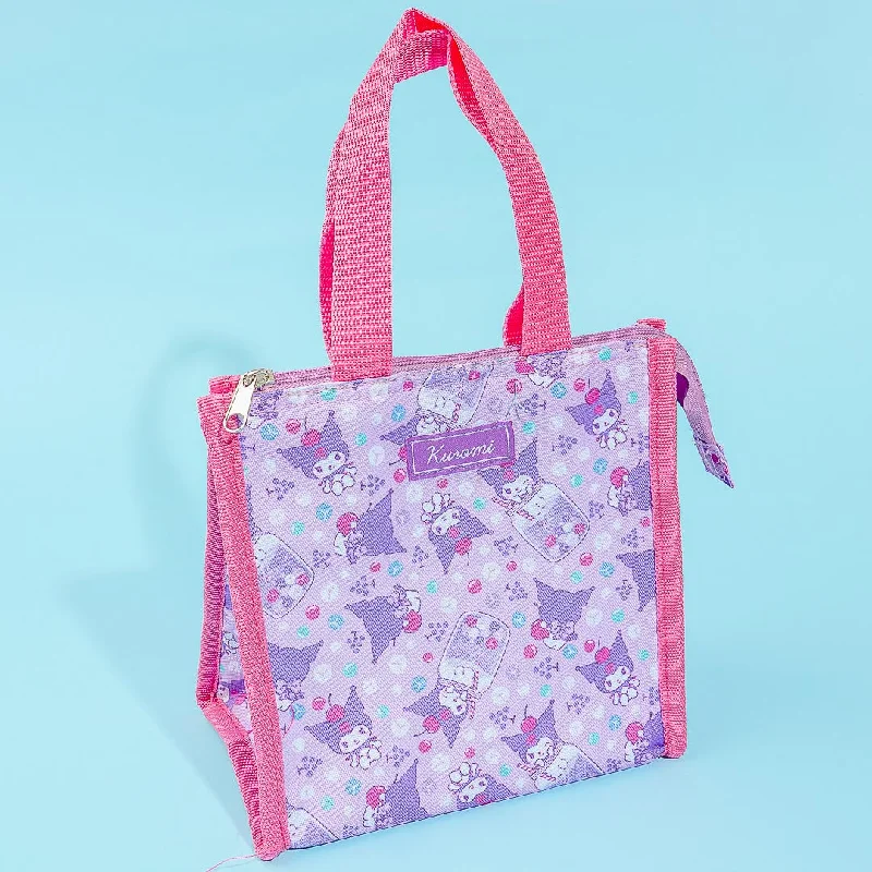 women's tote bag with trendy flap -Kuromi Cherry Soda Lunch Tote