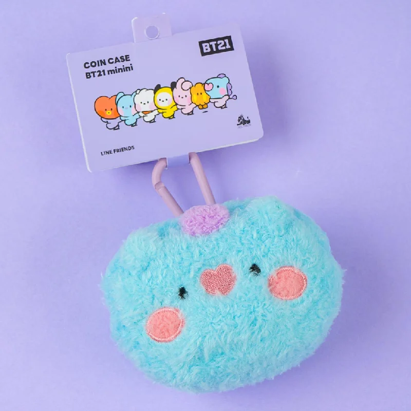 women's wallet with smooth leather touch -BT21 Fluffy Coin Purse With Carabiner - MANG