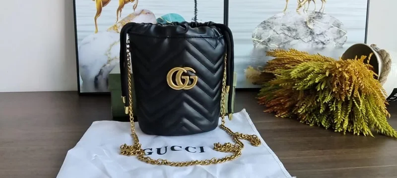 women's bucket bag with trendy hardware -Gucci Marmont Bucket Handbag