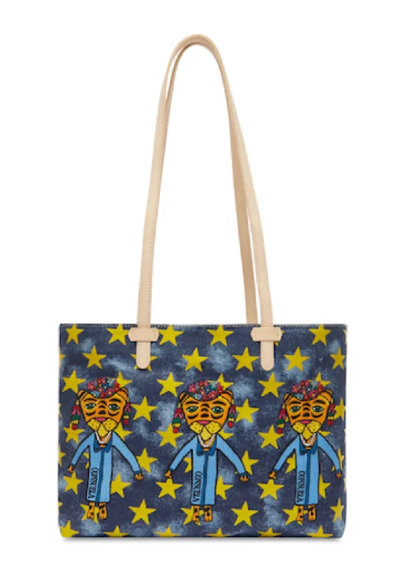 women's tote bag with color-pop accents -CONSUELA RAWR EASY TOTE