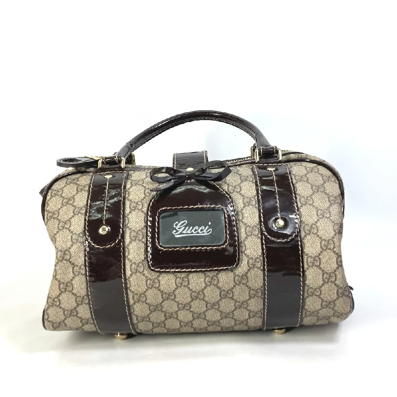 GUCCI Boston Duffel bag 203516 GG Supreme Canvas beige Handbag GG ribbon plate Women Secondhand