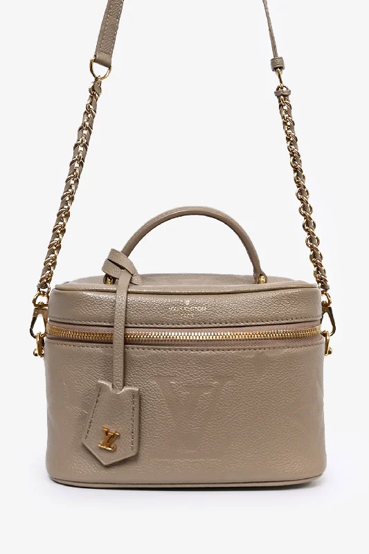 women's handbag with detachable purse -Louis Vuitton Beige Empreinte Monogram Giant Vanity PM with Chain Strap