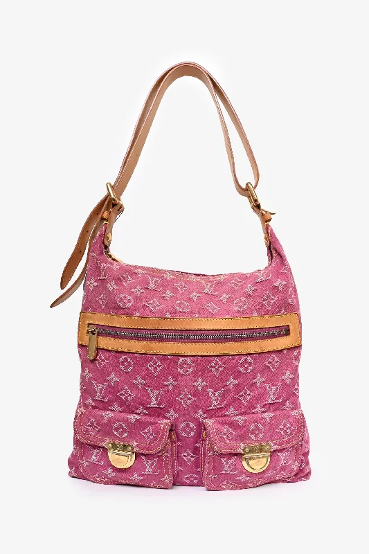 women's handbag with timeless appeal -Louis Vuitton 2000 Pink Denim Monogram Baggy GM Shoulder Bag