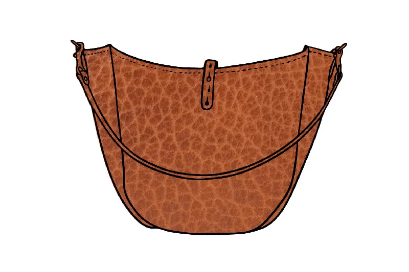 women's dumpling bag with custom detailing -CELESTE LEATHER HOBO BAG - LARGE - COGNAC BISON