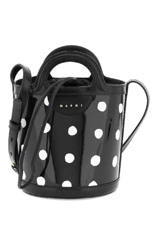 women's bucket bag for stylish professionals -Marni patent leather tropicalia bucket bag with polka-dot pattern