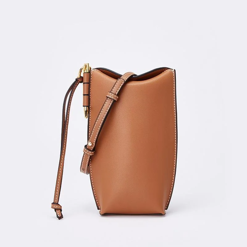 women's bucket bag with beautiful leather texture -Genuine Leather Bucket Bag