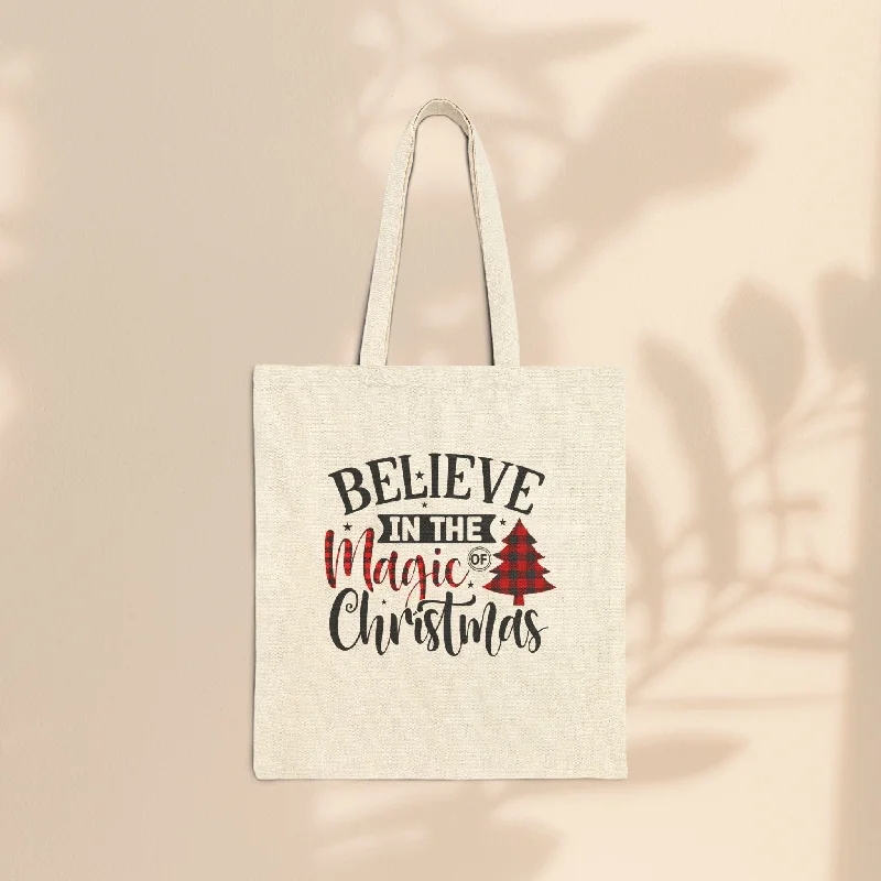 women's tote bag for shopping -Cotton Canvas Tote Bag - Christmas Magic