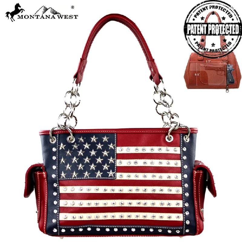 women's handbag with chic faux leather -US04G-8085 Montana West American Pride Concealed Handgun Collection Satchel