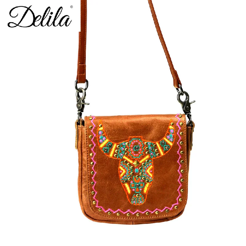 Ladies Crossbody Bag Retro Canvas -LEA10-503 Delila 100% Genuine Leather Crossbody