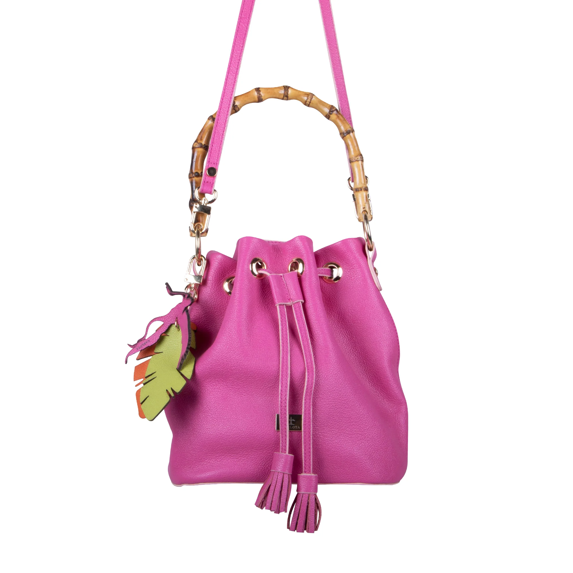 women's bucket bag with heavy-duty straps -Flamingo Bucket Bamboo Bag