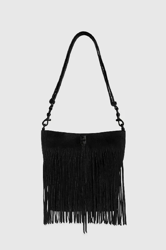 women's bucket bag with adjustable top closure -Darren Bucket With Fringe