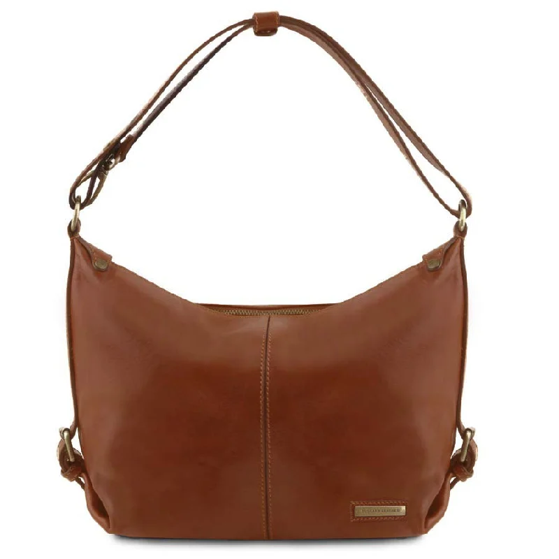 women's dumpling bag with oversized design -Sabrina Leather Hobo Handbags