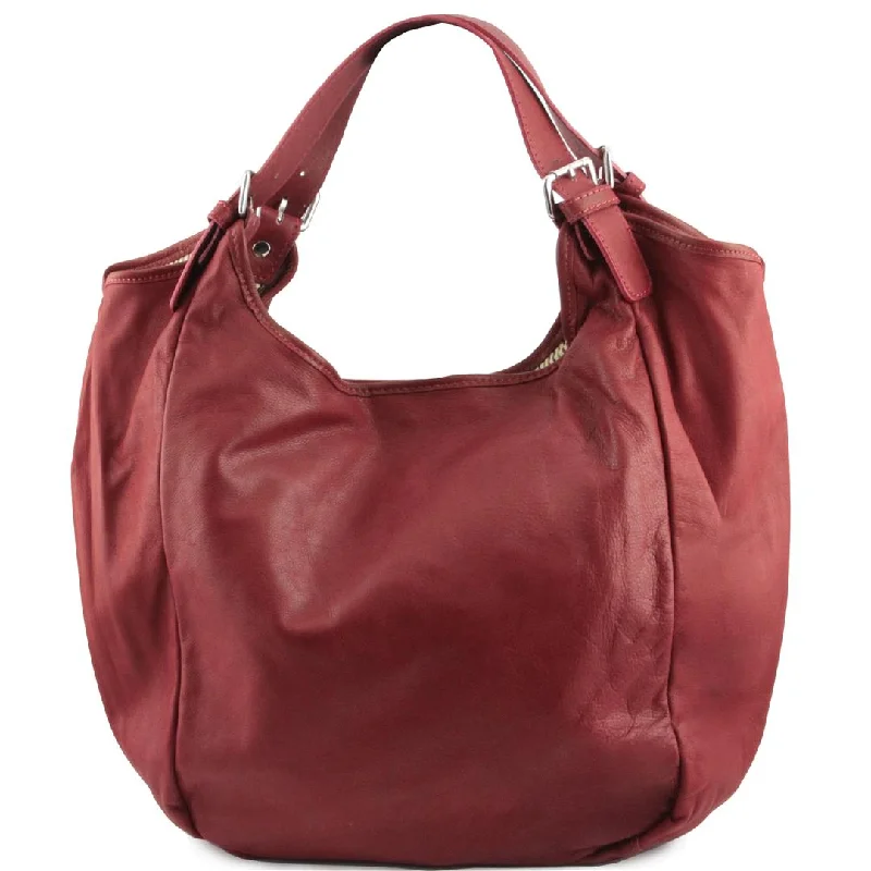 women's dumpling bag with soft-touch material -Gina Large Leather Hobo Bag