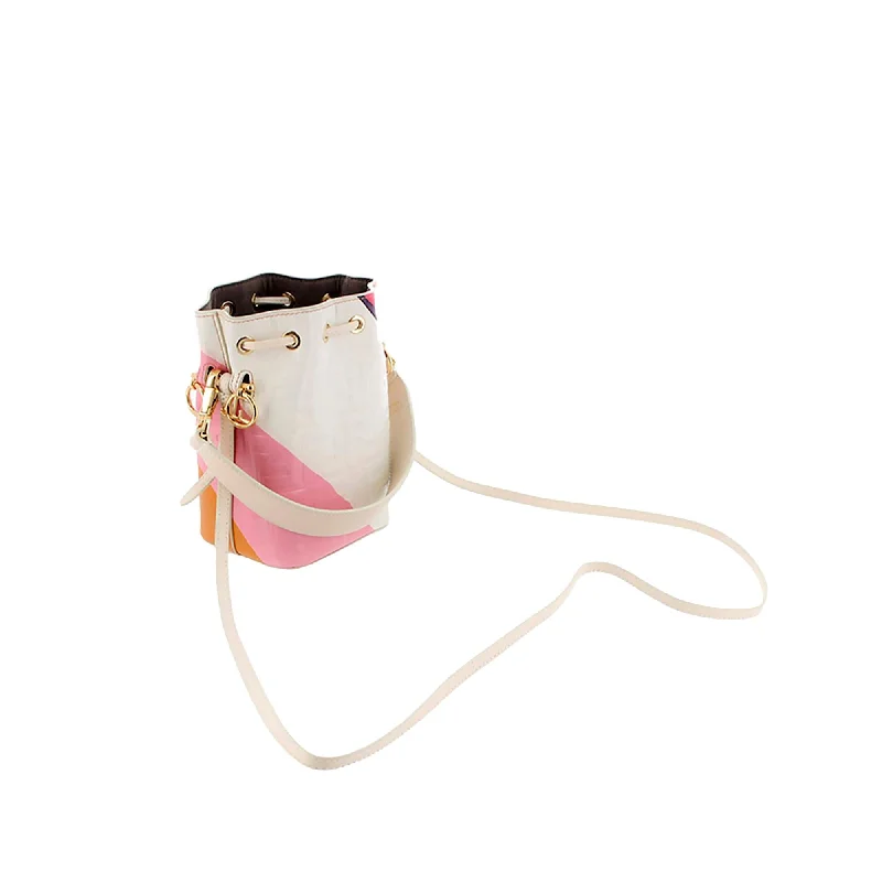 women's bucket bag with elegant lines -Fendi FF Embossed Striped Mini Mon Tresor Bucket Bag (SHG-ryQxMo)