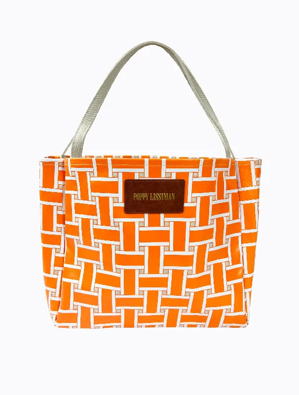 women's tote bag with refined stitching -Polanco Tote - Orange Weave