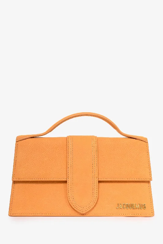 women's handbag with all-in-one function -Jacquemus Orange Brushed Leather 'La Montaigne Grand Bambino' Top Handle with Strap